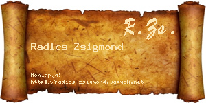 Radics Zsigmond névjegykártya